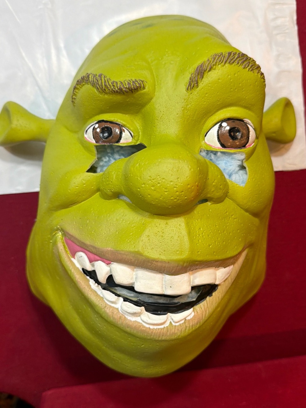 Dreamworks SHREK 2 Green Ogre Face Mask Head Strap White Teeth 2004 Fun Monster - Picture 7 of 15
